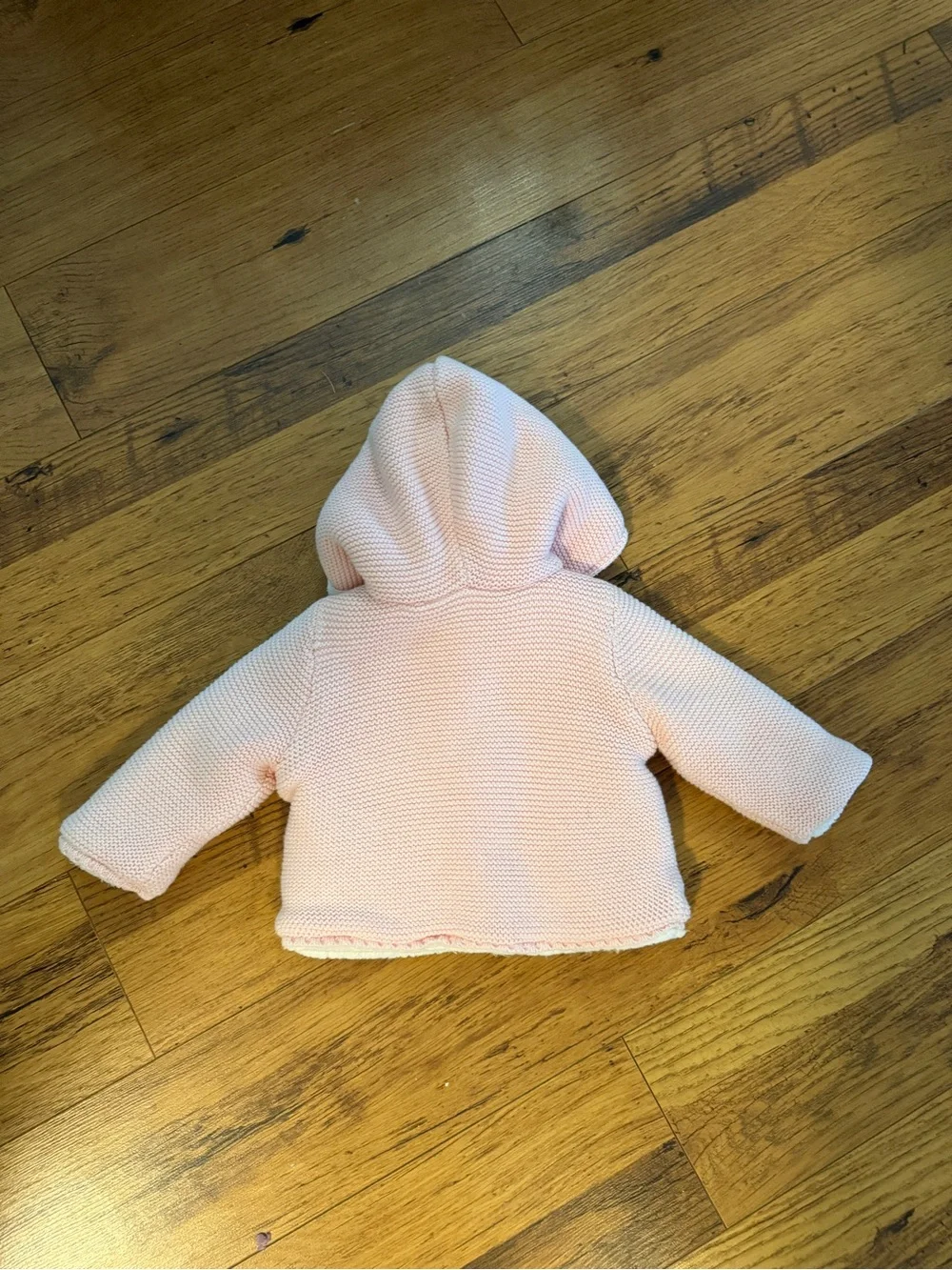Carter's Light Pink Hooded Knit Pea Coat with Sherpa Trim